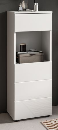 Badezimmer Kommode Larik in wei� Hochglanz Badschrank 38 x 106 cm
