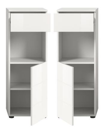 Badezimmer Kommode Larik in wei� Hochglanz Badschrank 38 x 106 cm
