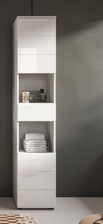 Badezimmer Hochschrank Larik in wei� Hochglanz Badschrank 38 x 190 cm
