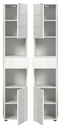 Badezimmer Hochschrank Larik in wei� Hochglanz Badschrank 38 x 190 cm