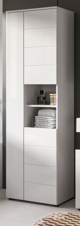 Badezimmer Hochschrank Larik in wei� Hochglanz Badschrank 60 x 190 cm