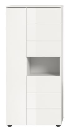 Badezimmer Midischrank Larik in wei� Hochglanz Badschrank 60 x 131 cm