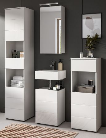 Badm�bel Set 4-teilig Larik in wei� Hochglanz Badkombination 144 x 190 cm