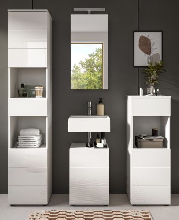 Badm�bel Set 4-teilig Larik in wei� Hochglanz Badkombination 144 x 190 cm