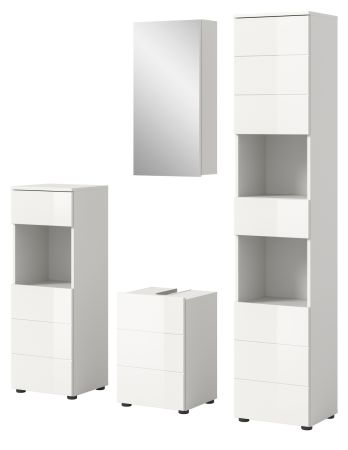 Badm�bel Set 4-teilig Larik in wei� Hochglanz Badkombination 144 x 190 cm