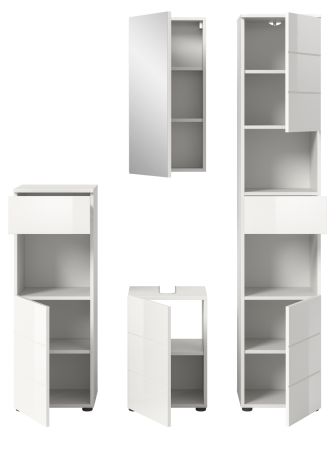 Badm�bel Set 4-teilig Larik in wei� Hochglanz Badkombination 144 x 190 cm