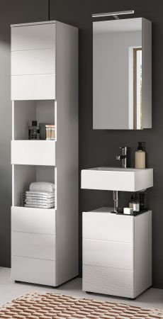 Badm�bel Set 3-teilig Larik in wei� Hochglanz Badkombination 91 x 190 cm