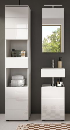 Badm�bel Set 3-teilig Larik in wei� Hochglanz Badkombination 91 x 190 cm