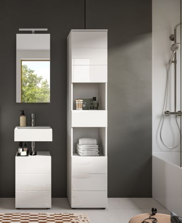 Badm�bel Set 3-teilig Larik in wei� Hochglanz Badkombination 91 x 190 cm