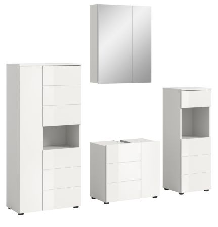 Badm�bel Set 4-teilig Larik in wei� Hochglanz Badkombination 188 x 190 cm