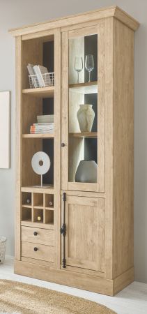 Vitrine Dorset in Eiche Gold Landhaus Vitrinenschrank 105 x 214 cm, Soft-Close