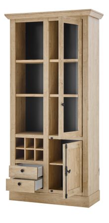 Vitrine Dorset in Eiche Gold Landhaus Vitrinenschrank 105 x 214 cm, Soft-Close