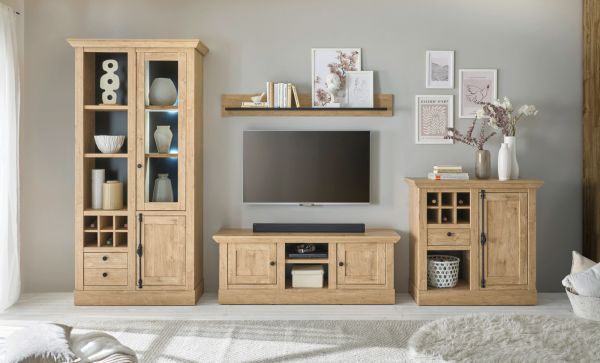Kommode Dorset in Eiche Gold Landhaus Highboard 105 x 103 cm, Soft-Close
