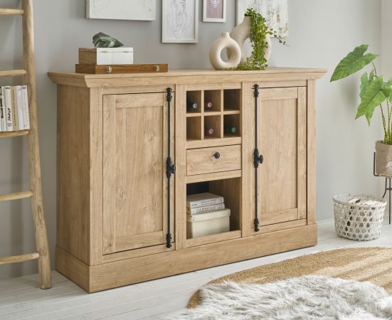 Sideboard Dorset in Eiche Gold Landhaus Kommode 152 x 103 cm, Soft-Close