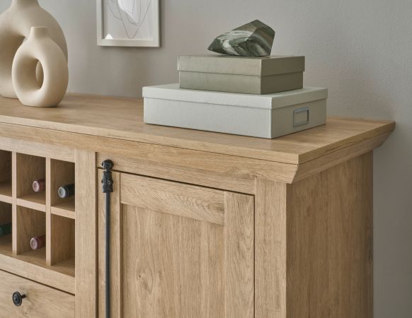 Sideboard Dorset in Eiche Gold Landhaus Kommode 152 x 103 cm, Soft-Close