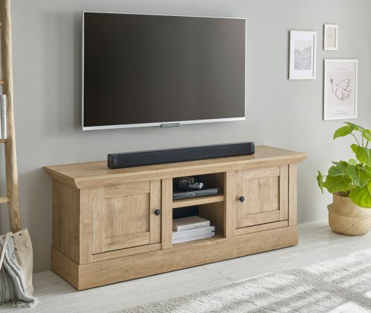 TV-Lowboard Dorset in Eiche Gold Landhaus TV Unterteil 152 cm, Soft-Close