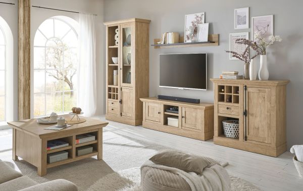 TV-Lowboard Dorset in Eiche Gold Landhaus TV Unterteil 152 cm, Soft-Close