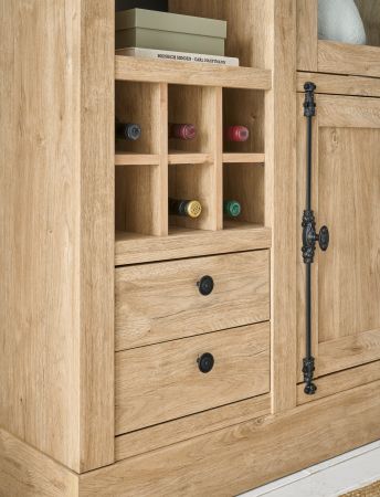 Wohnwand Dorset in Eiche Gold Landhaus Wohnkombination 4-teilig 382 cm, Soft-Close
