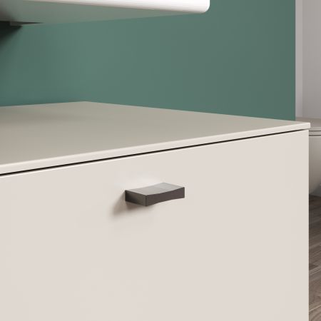 Waschbeckenunterschrank Jardins in Kaschmir / Sand mit Eiche auf Rollen, Breite 80 cm, Soft-Close