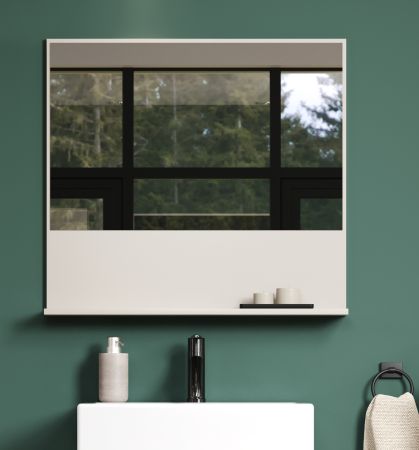 Badezimmer Spiegel Jardins in Kaschmir / Sand, Badspiegel mit Ablage 80 x 74 cm