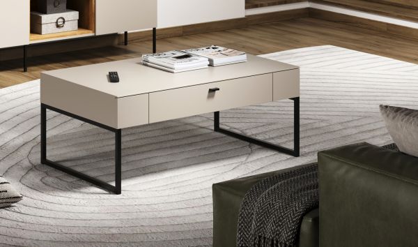 Couchtisch Jardins in Kaschmir / Sand 110 x 68 cm, Schublade mit Soft-Close