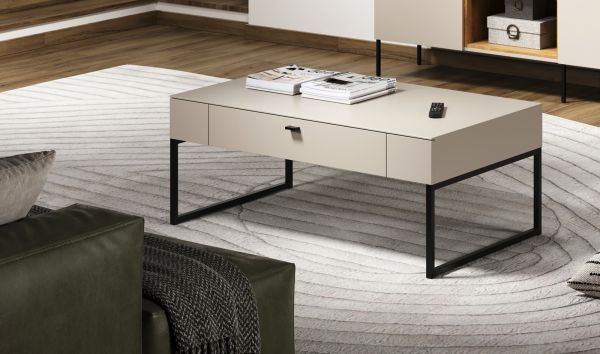 Couchtisch Jardins in Kaschmir / Sand 110 x 68 cm, Schublade mit Soft-Close