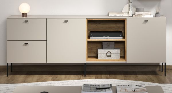 Sideboard Jardins in Kaschmir / Sand und Eiche, Kommode 200 cm mit Soft-Close