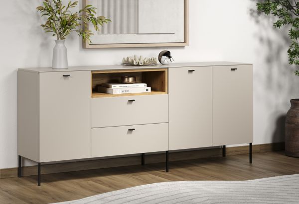 Sideboard Jardins in Kaschmir / Sand und Eiche, Kommode 197 cm mit Soft-Close