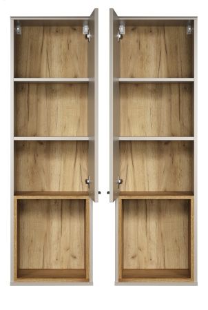 Wohnwand Jardins in Kaschmir Sand und Evoke Eiche, Set 4-teilig 250 x 210 cm mit Soft-Close