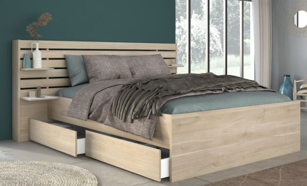 Parisot Stauraumbett Escale4 in Eiche japanisch Bett Liegefl�che 180 x 200 cm