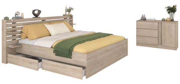 Parisot Schlafzimmer komplett Set Escale29 in Eiche japanisch Bett 180 x 200 cm