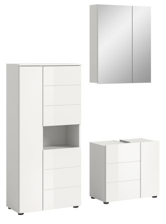 Badm�bel Set 3-teilig Larik in wei� Hochglanz Badkombination 135 x 190 cm