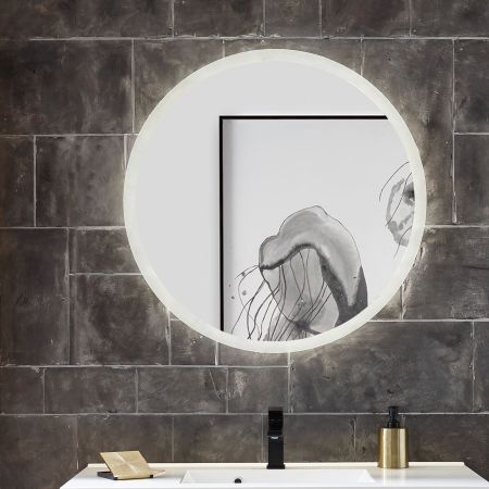 Badezimmer Spiegel Glide mit LED Beleuchtung und Touchschalter rund 80 cm