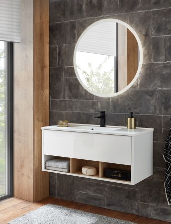 Badezimmer Spiegel Glide mit LED Beleuchtung und Touchschalter rund 80 cm