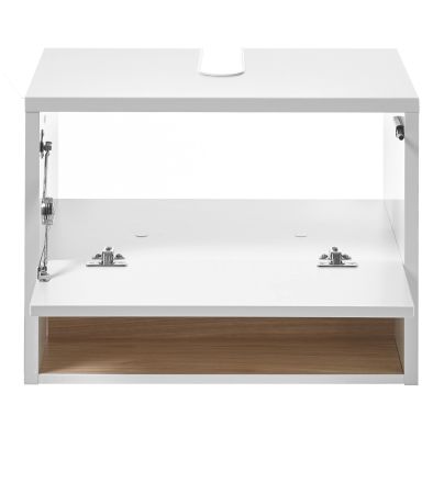 Badm�bel Set 2-teilig Glide in wei� Hochglanz und Eiche mit LED Beleuchtung 60 x 190 cm