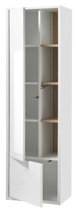Badm�bel Set Glide in wei� Hochglanz und Eiche mit Waschbecken und LED Beleuchtung 225 x 190 cm