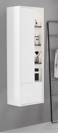 Badezimmer Hochschrank Glide in wei� Hochglanz und grau inkl. Beleuchtung 45 x 150 cm