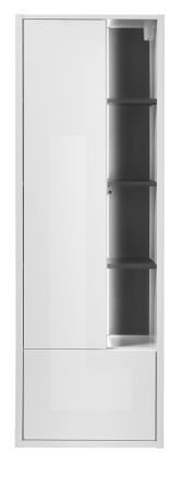 Badezimmer Hochschrank Glide in wei� Hochglanz und grau inkl. Beleuchtung 45 x 150 cm