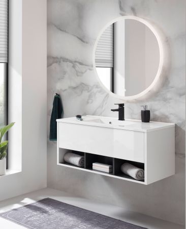 Badezimmer Spiegel Glide mit LED Beleuchtung und Touchschalter rund 80 cm