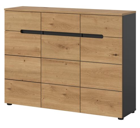 Schuhkommode Cooper in Artisan Eiche und grau Flurkommode 120 x 94 cm, Soft-Close