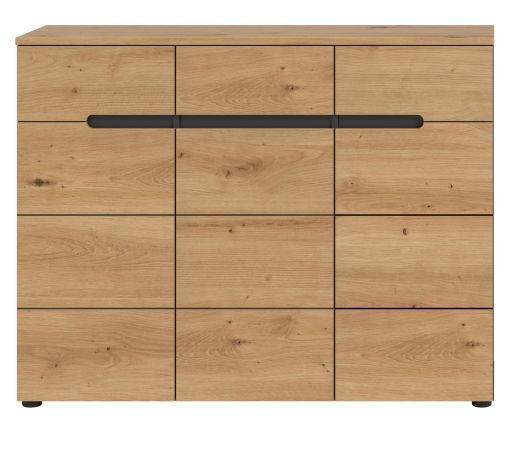 Schuhkommode Cooper in Artisan Eiche und grau Flurkommode 120 x 94 cm, Soft-Close