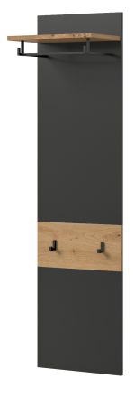 Garderobenpaneel Cooper in grau und Artisan Eiche Wandgarderobe 45 x 165 cm