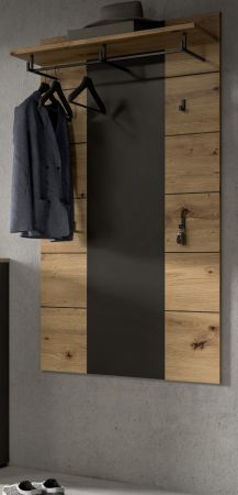 Garderobenpaneel Cooper in Artisan Eiche und grau Wandgarderobe 80 x 141 cm