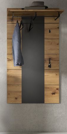 Garderobenpaneel Cooper in Artisan Eiche und grau Wandgarderobe 80 x 141 cm