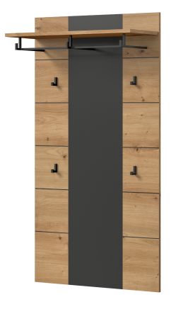 Garderobenpaneel Cooper in Artisan Eiche und grau Wandgarderobe 80 x 141 cm