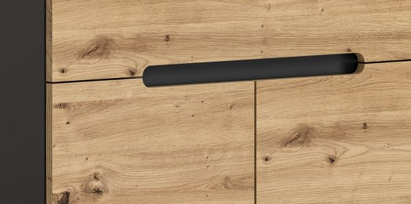 Garderobe Set 4-teilig Cooper in Artisan Eiche und grau 175 cm, Soft-Close