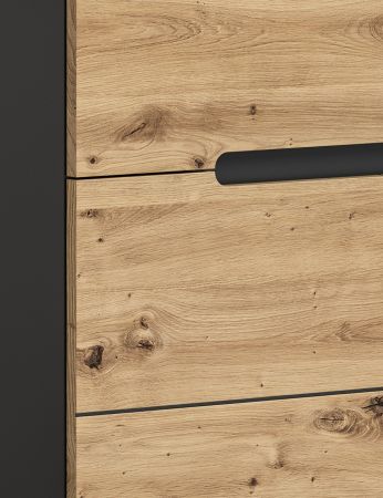 Garderobe Set 3-teilig Cooper in Artisan Eiche und grau 215 cm, Soft-Close
