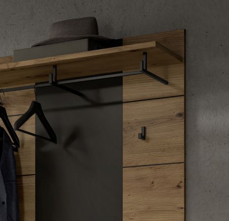 Garderobe Set 3-teilig Cooper in Artisan Eiche und grau 175 cm, Soft-Close