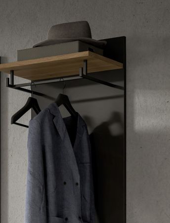 Garderobe Set 3-teilig Cooper in Artisan Eiche und grau 140 cm, Soft-Close