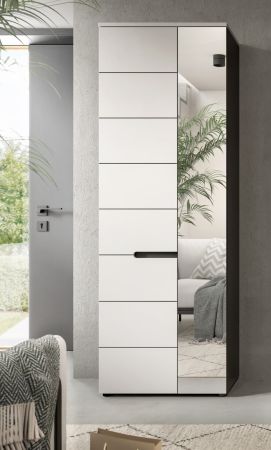 Garderobenschrank Cooper in Wei� und Grau 65 x 190 cm mit variabler Inneneinteilung, Soft-Close